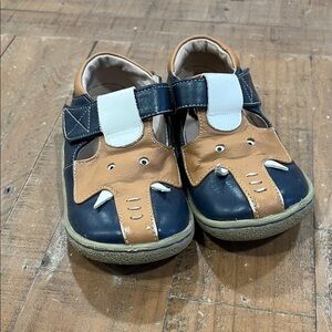 Livie & luca navy leather elephant hook and loop shoes kids size 10